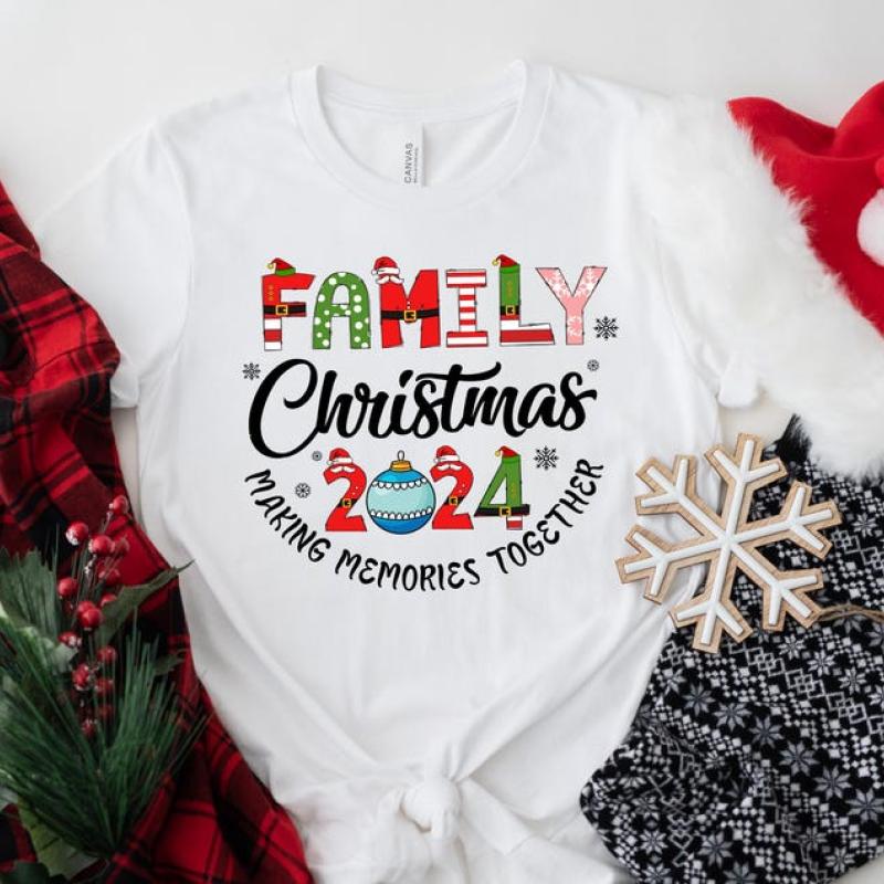 Family Christmas 2024 Making Memories Together T-Shirt, Graphic Tees Funny Xmas