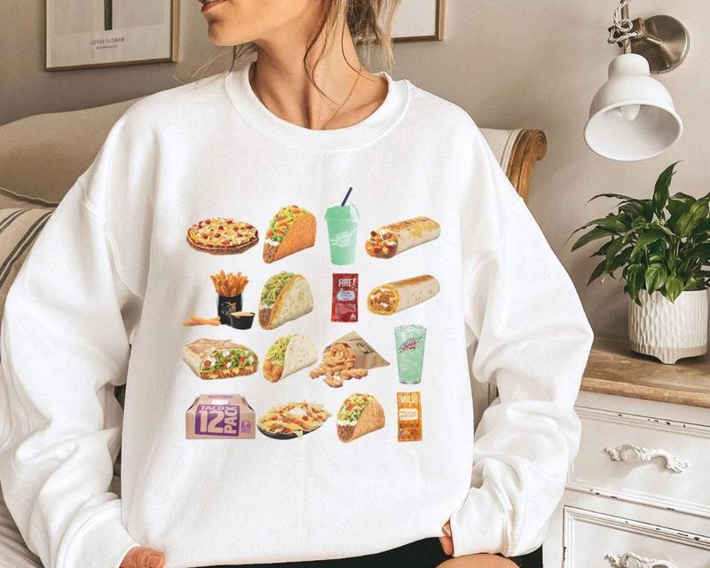 Taco Bell Unisex Sweatshirt, Taco Bell Lover Crewneck Gift, Fun Food Pullover Gift Fabric