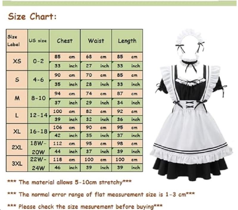 Women's Anime Cosplay Sweetheart Maid French Apron Maid Fancy Dress Costume-8 Pcs Set Womenswear halloween costumes Clothing Elegance plus size