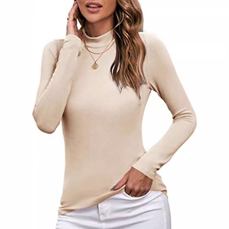 Women's Fashion Autumn Turtleneck 2024 Long Sleeve Shirt Basic Layered Slim Fit Soft Thermal Underwear Top Solid Color