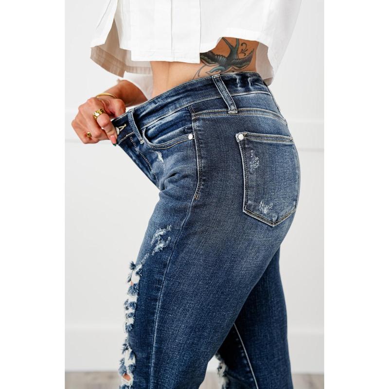 Judy Blue Dream Team Medium Wash Distressed Mid Rise Boyfriend Jeans