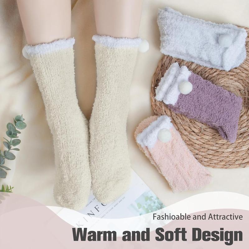 6 Pairs Womens Cozy Soft Fuzzy Fluffy Warm Winter Fleece Sleep Comfy Crew Slipper Socks