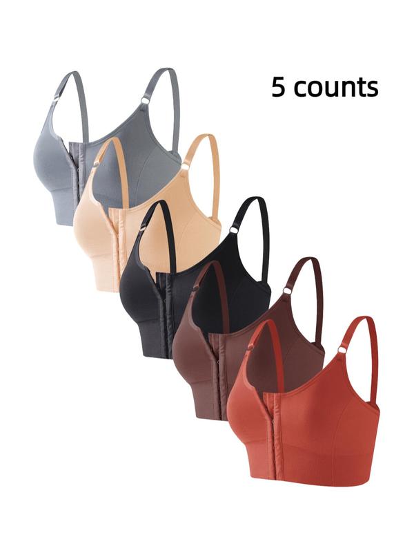 Women's Solid Buckle Front Wireless Bra, Adjustable Strap Seamless Push Up Bra, Soft Comfortable Breathable Lingerie for All Seasons, 2024 Fall Wear, Lingerie for Women