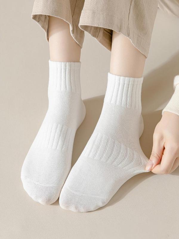 Women's 5 Pairs Solid Ankle Socks, Low Cut Comfy Breathable Socks for Women, Multipack Simple Basic Socks for Daily Wear