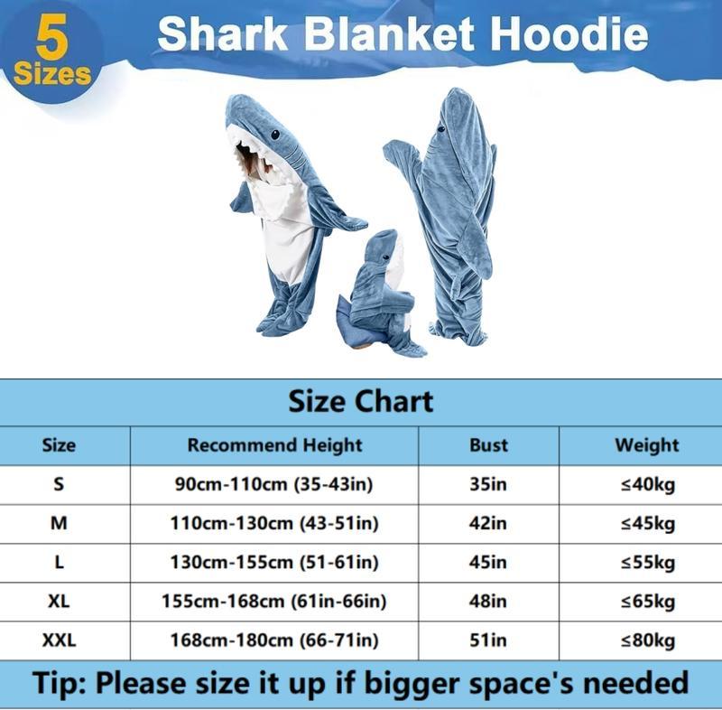 (Black Friday) Wearable Shark Blanket Hoodie Onesie Sleeping Bag Soft Cozy Halloween Costume For Family Loungewear Pajama Comfort Overalls Womenswear Clothing