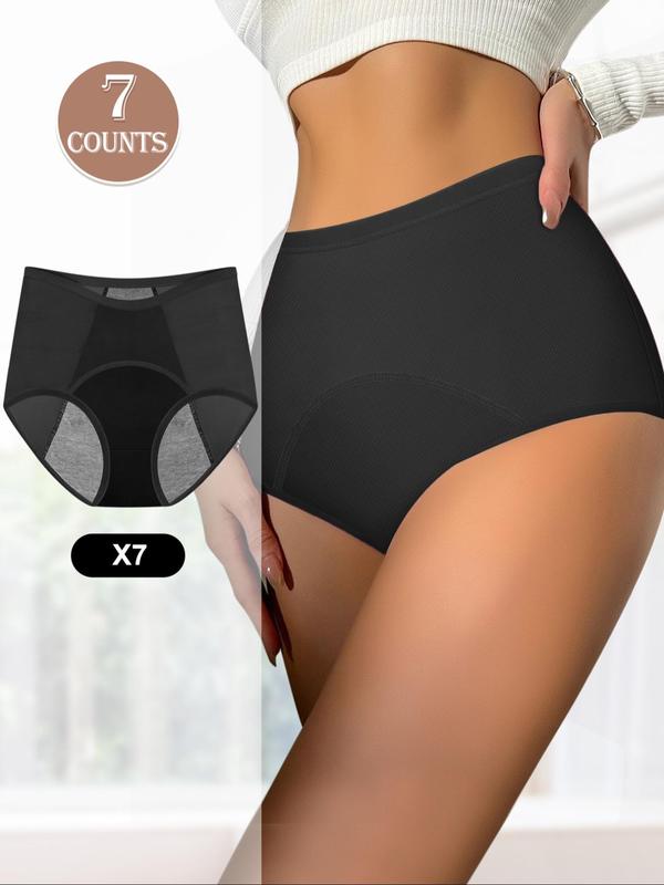 Women's Solid Color High Waist Period Panty, Breathable Comfortable Period Knicker for Daily Wear, Women's Underwear for All Seasons