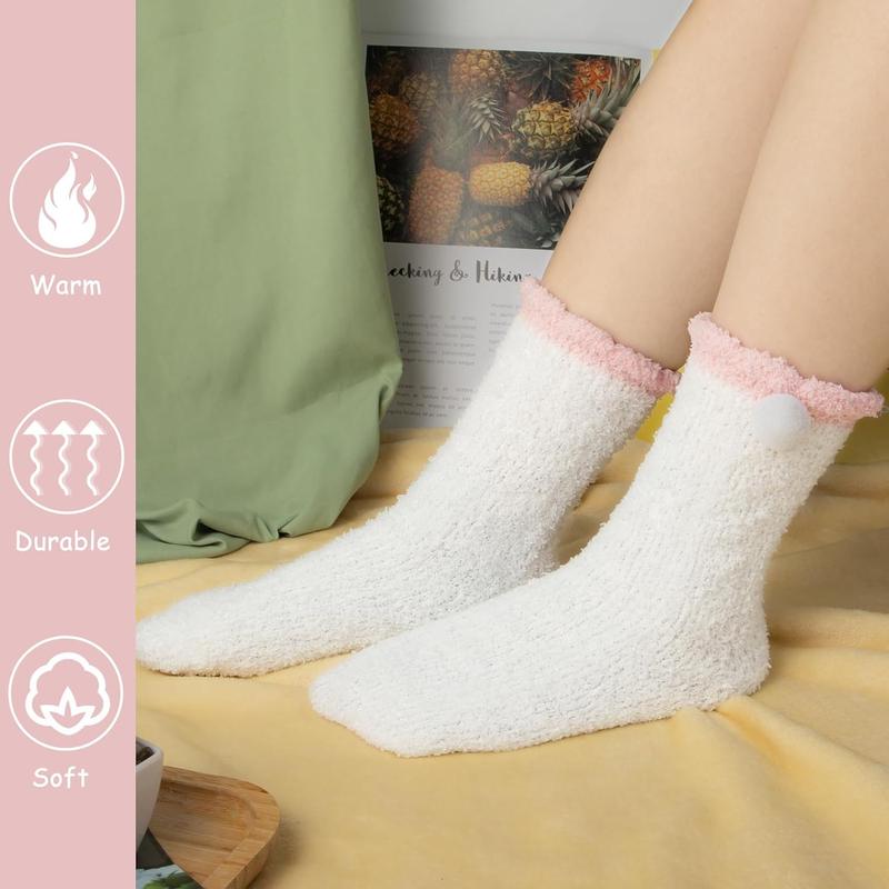 6 Pairs Womens Cozy Soft Fuzzy Fluffy Warm Winter Fleece Sleep Comfy Crew Slipper Socks