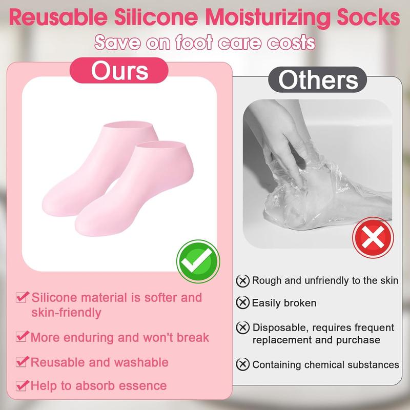 6 Pairs Silicone Socks for Dry Cracked Feet Women,Moisturizing Foot Mask Exfoliating Silicone Socks,Foot Spa Gel Socks for Cracked Heels,Softening Rough Skin and After Pedicure Care