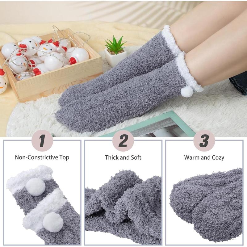 6 Pairs Womens Cozy Soft Fuzzy Fluffy Warm Winter Fleece Sleep Comfy Crew Slipper Socks