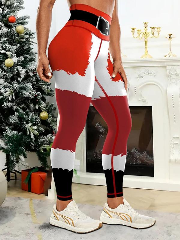 Women's Christmas Print High Waist Leggings, Casual Comfy Breathable Skinny Pants for Daily Wear, Ladies Bottoms for All Seasons