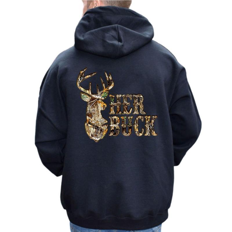 Her Buck His Doe Hoodie, Camo Hoodie, Hunting Couples Hoodie, Matching Deer, Buck and Doe, Outdoor Couple Matching Hoodie Unisex Classic Cotton