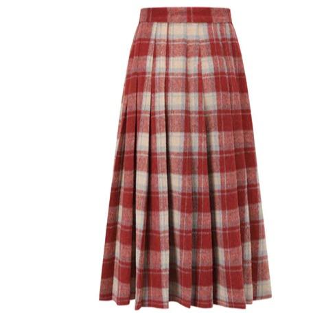 Rosey Christmas Cottage Skirt - 2024 Summer French Vintage Scottish Plaid A-Line Pleated Long Skirt