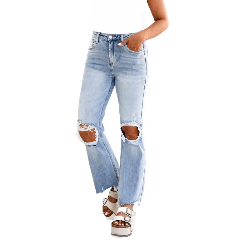 Risen The Alexandra (my fave!!) Light Wash High Rise Straight Leg Cropped Jeans