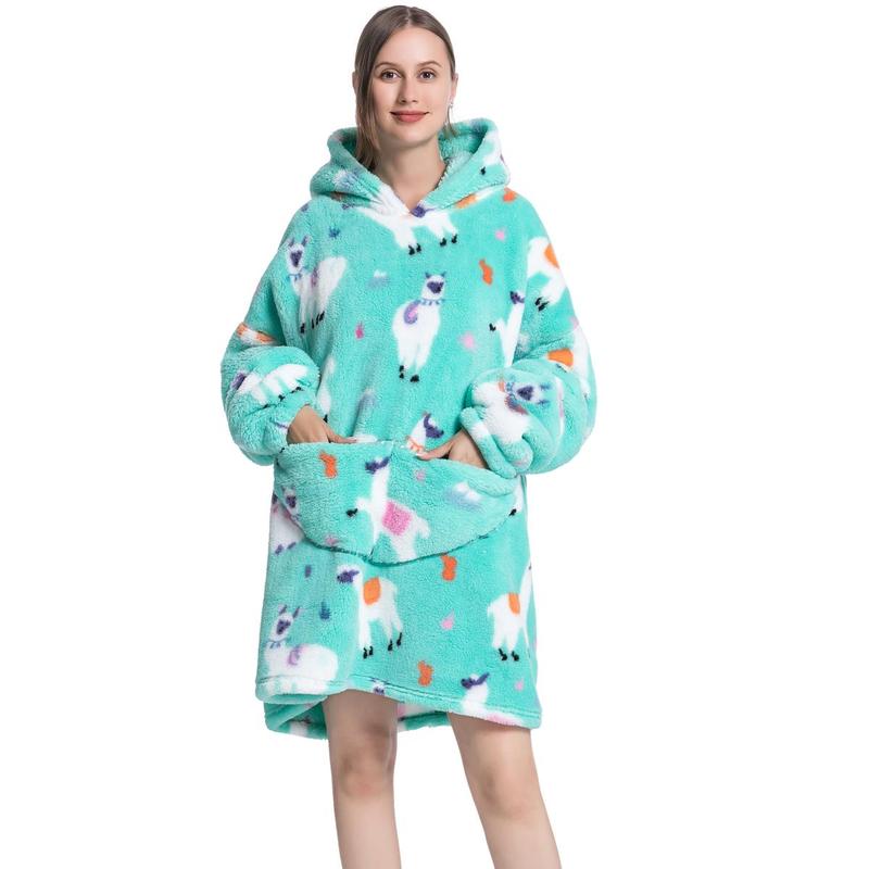 Cartoon Pattern Hoodie Blanket, 1 Count 320GSM Soft Comfortable Oversized Hooded Blanket, Gift for Girls Women Ladies, Winter Essentials