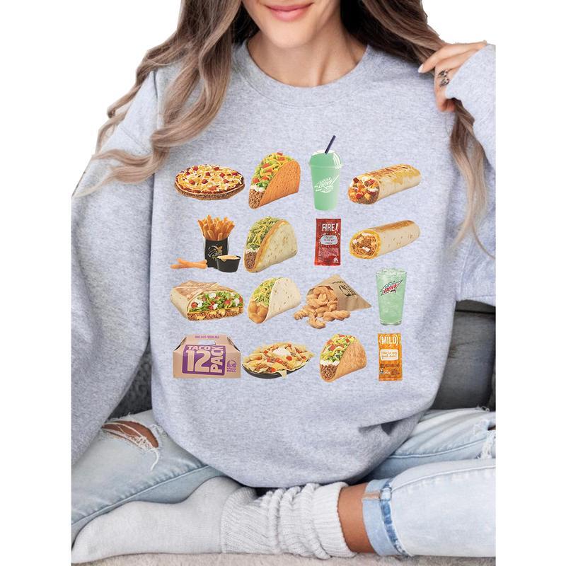 Taco Bell Unisex Sweatshirt, Taco Bell Lover Crewneck Gift, Fun Food Pullover Gift Fabric