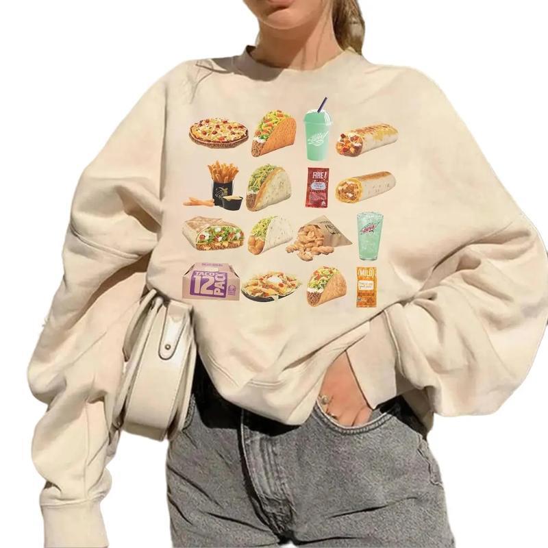 Taco Bell Unisex Sweatshirt, Taco Bell Lover Crewneck Gift, Fun Food Pullover Gift Fabric