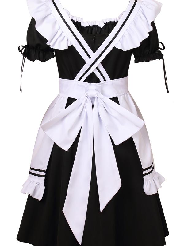 Women's Anime Cosplay Sweetheart Maid French Apron Maid Fancy Dress Costume-8 Pcs Set Womenswear halloween costumes Clothing Elegance plus size