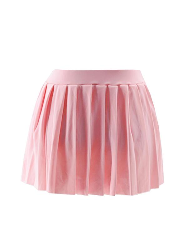 Women's Solid High Waist Pleated Skirt, Casual Fashion Mini A-line Skirt for Daily Outdoor Wear, Skirts for Women, Ladies Bottoms for Summer, Women's Clothing