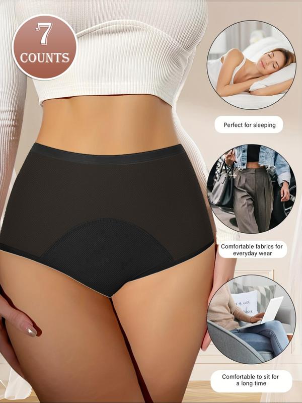 Women's Solid Color High Waist Period Panty, Breathable Comfortable Period Knicker for Daily Wear, Women's Underwear for All Seasons