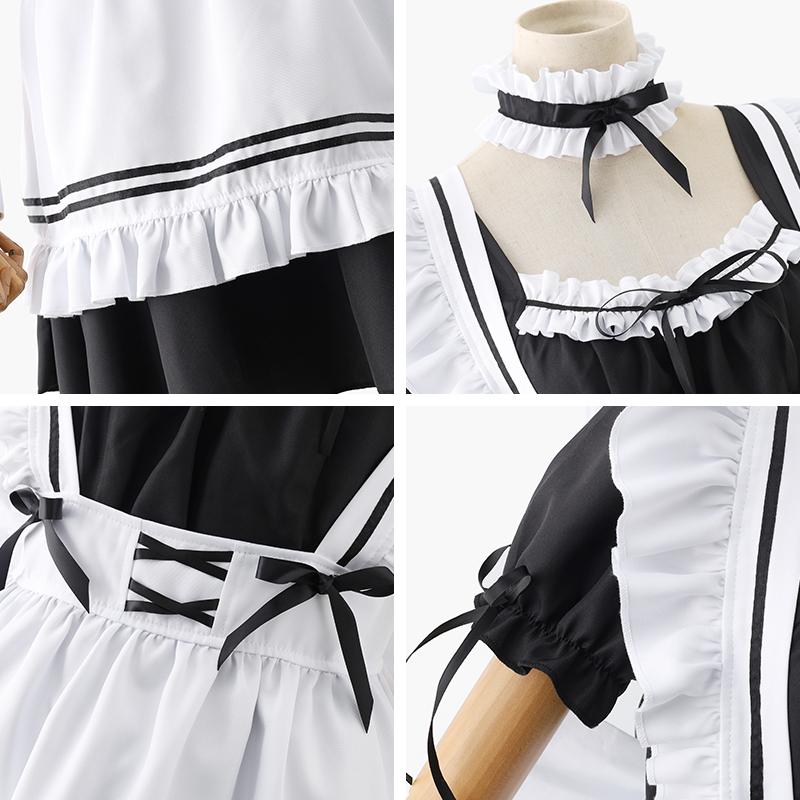 Women's Anime Cosplay Sweetheart Maid French Apron Maid Fancy Dress Costume-8 Pcs Set Womenswear halloween costumes Clothing Elegance plus size