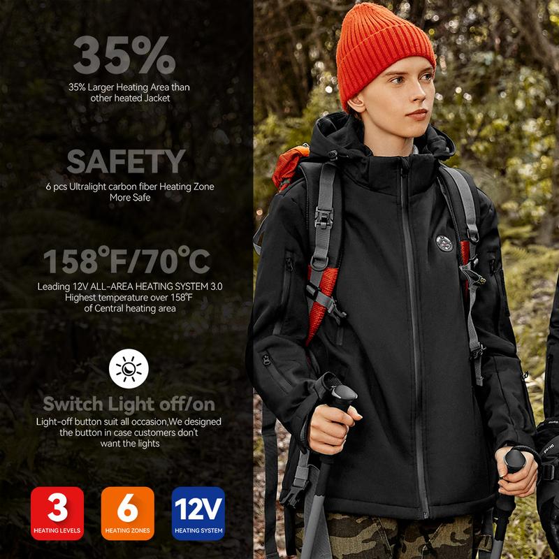 iHood Heated Jacket for women with 12V Battery Pack Waterproof Winter Outdoor Women's heated Jacket