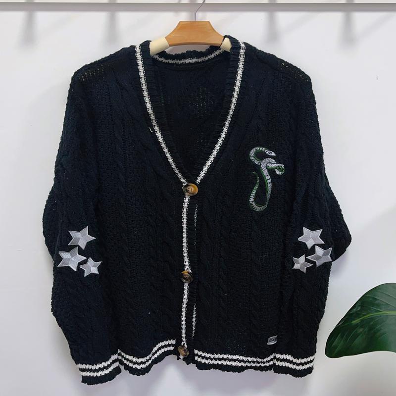 Lady Star Embroidered Oversized Cardigan, Women Plus Size Reputation Sweater, Taylor cardigan Longsleeves Knitwear Comfort Knitting