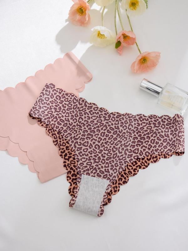 Women's Solid leopard Print Panty, Soft Comfy Breathable Seamless Knicker for Daily Wear, Ladies Underwear for All Seasons