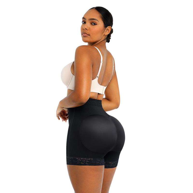 Shapellx  Lace Steel Boned Shorts Butt Enhancer zipper Bodysuit Underwear