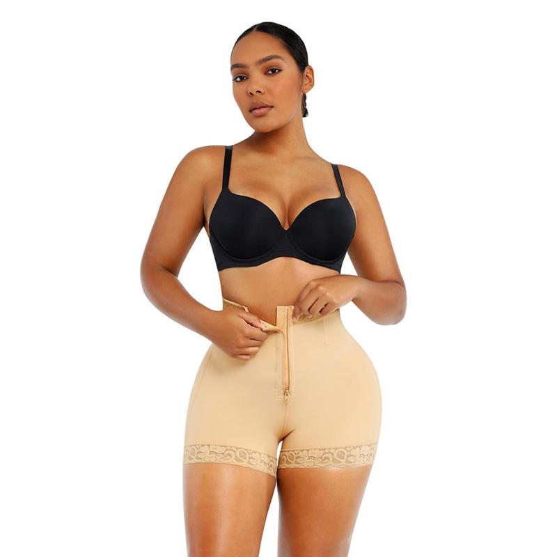 Shapellx  Lace Steel Boned Shorts Butt Enhancer zipper Bodysuit Underwear