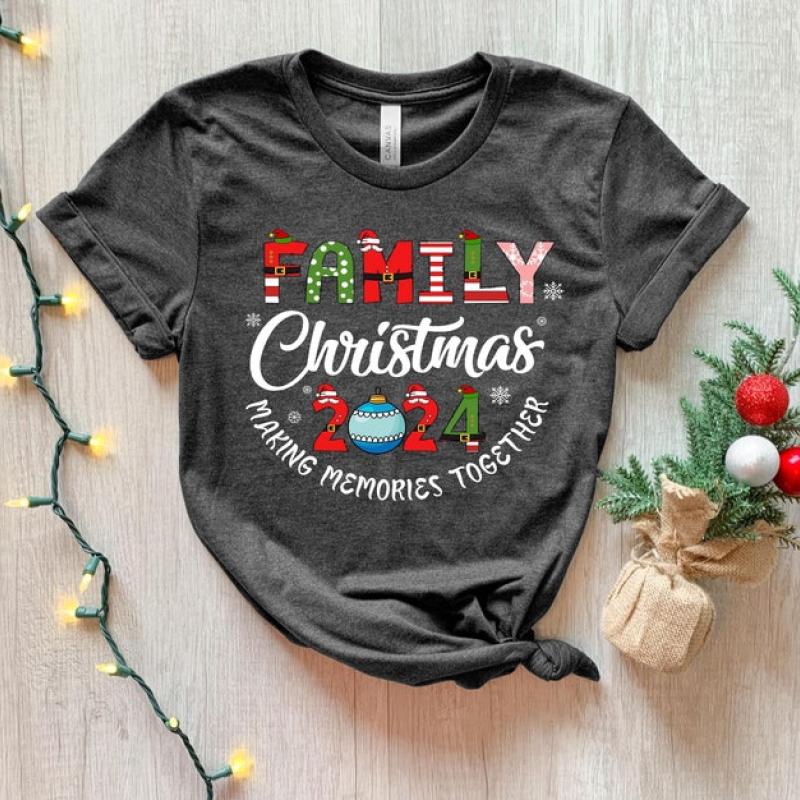 Family Christmas 2024 Making Memories Together T-Shirt, Graphic Tees Funny Xmas