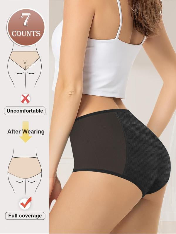 Women's Solid Color High Waist Period Panty, Breathable Comfortable Period Knicker for Daily Wear, Women's Underwear for All Seasons