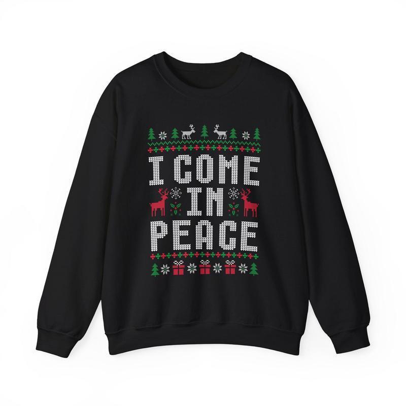 Matching Couples Ugly Christmas Sweatshirts Funny Couple Ugly Christmas Sweatshirts, I Come in Peace Sweatshirts