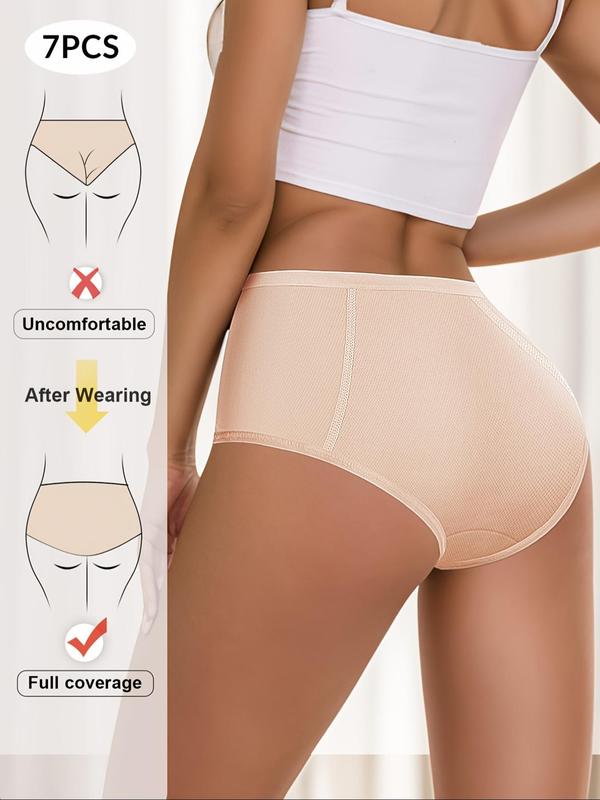 Women's Solid Color High Waist Period Panty, Breathable Comfortable Period Knicker for Daily Wear, Women's Underwear for All Seasons