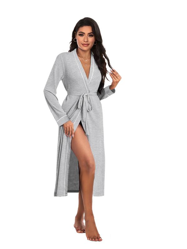 Ekouaer Women's Full Length Knit Kimono Robe - Lightweight Soft Sleepwear for Ladies - V-Neck Casual Loungewear - S-XXL - Womenswear