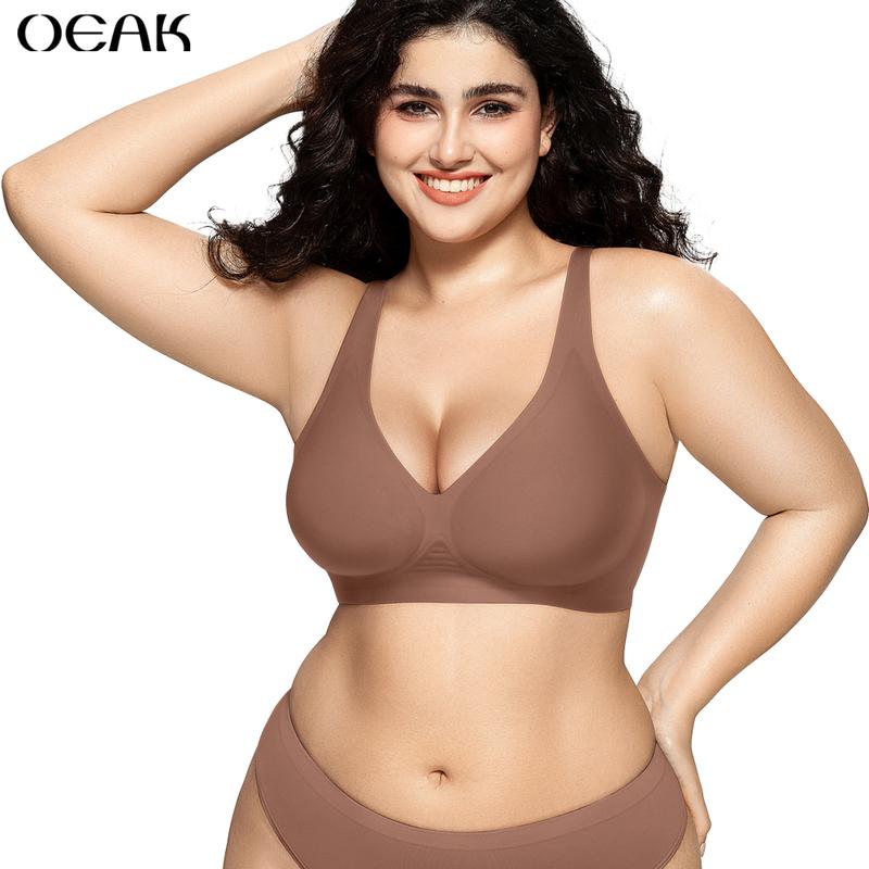 OEAK Women Deep V Bras Comfortable Push Up Bralettes Low Cut no Underwire Plunge Seamless Tshirts Bras