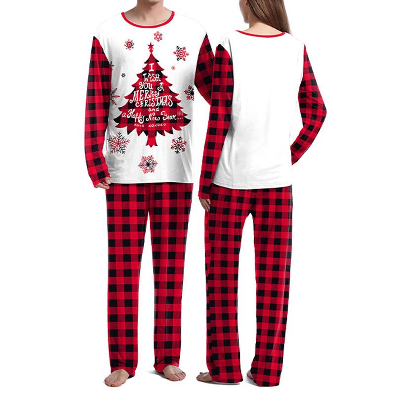 Adult 2 Piece Pajama Set Christmas Print Long Sleeves Shirt and Elastic Pants Loungewear Soft Sleepwear for Nightwear Couple Matching Sets