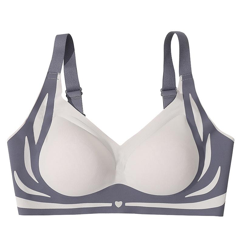 4Pcs Anti Gravity Lifting And Closing Accessories, Light Luxury Feeling Bra, Skin Friendly, Breathable, Comfortable, And Seamless Gathering Without Steel Ring Underwear 4-piece set underwire full Colorblock Wireless Elegant Fabric