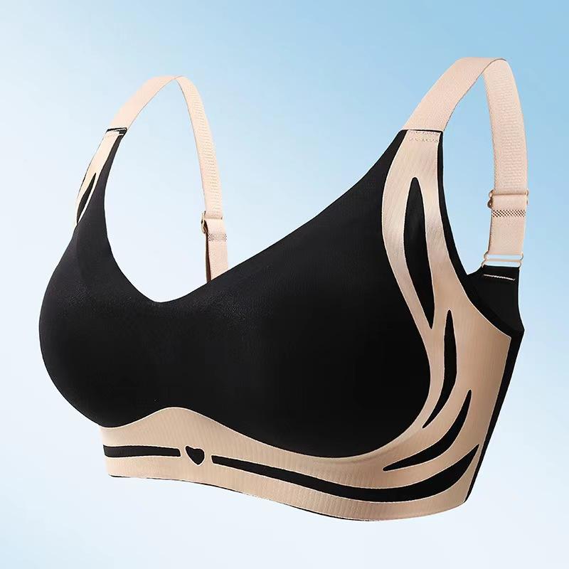 4Pcs Anti Gravity Lifting And Closing Accessories, Light Luxury Feeling Bra, Skin Friendly, Breathable, Comfortable, And Seamless Gathering Without Steel Ring Underwear 4-piece set underwire full Colorblock Wireless Elegant Fabric