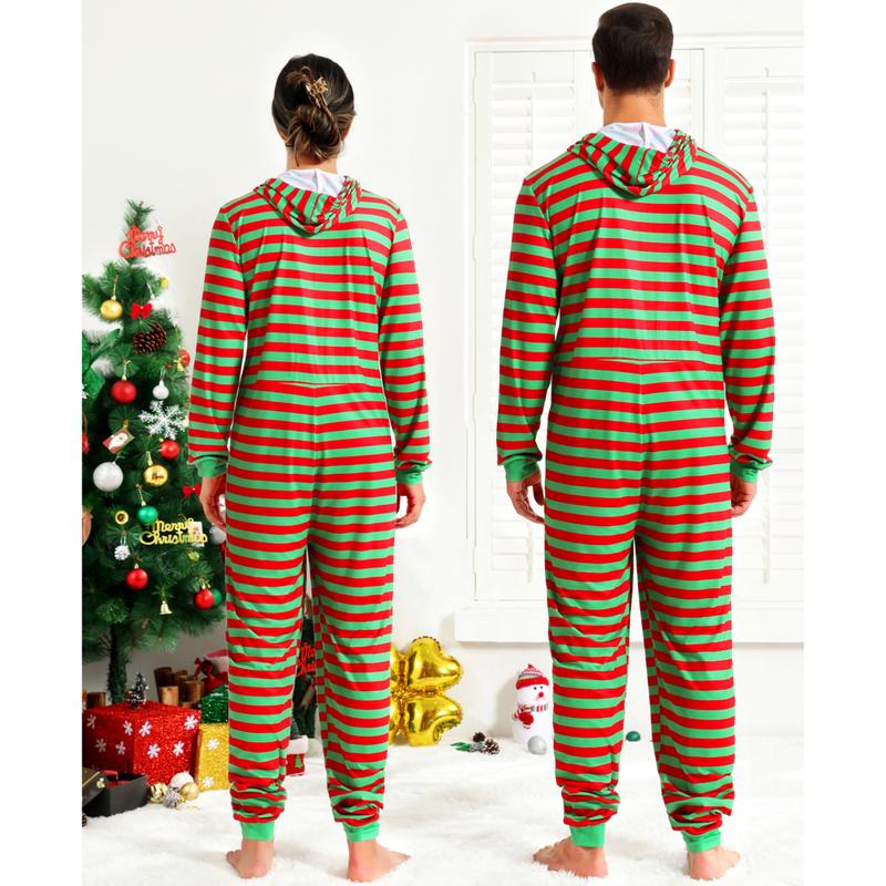 Couple Onesie Pajama Sets, Christmas Pajamas Sets,Hooded Zipper Christmas Matching Plaid Pjs Set for Men and Women Soft Warm Jumpsuit 6396 6397  Dinosaur Print matching christmas pajamas Christmas Matching