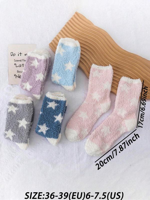 Women's Heart Print Fuzzy Socks, Cozy Warm Multipack Knit Mid Calf Socks, Cheap Stocking Gifts, Comfort Women's Socks, Everyday Womenswear, Fall Wear, Fallfreshness