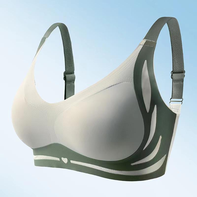 4Pcs Anti Gravity Lifting And Closing Accessories, Light Luxury Feeling Bra, Skin Friendly, Breathable, Comfortable, And Seamless Gathering Without Steel Ring Underwear 4-piece set underwire full Colorblock Wireless Elegant Fabric