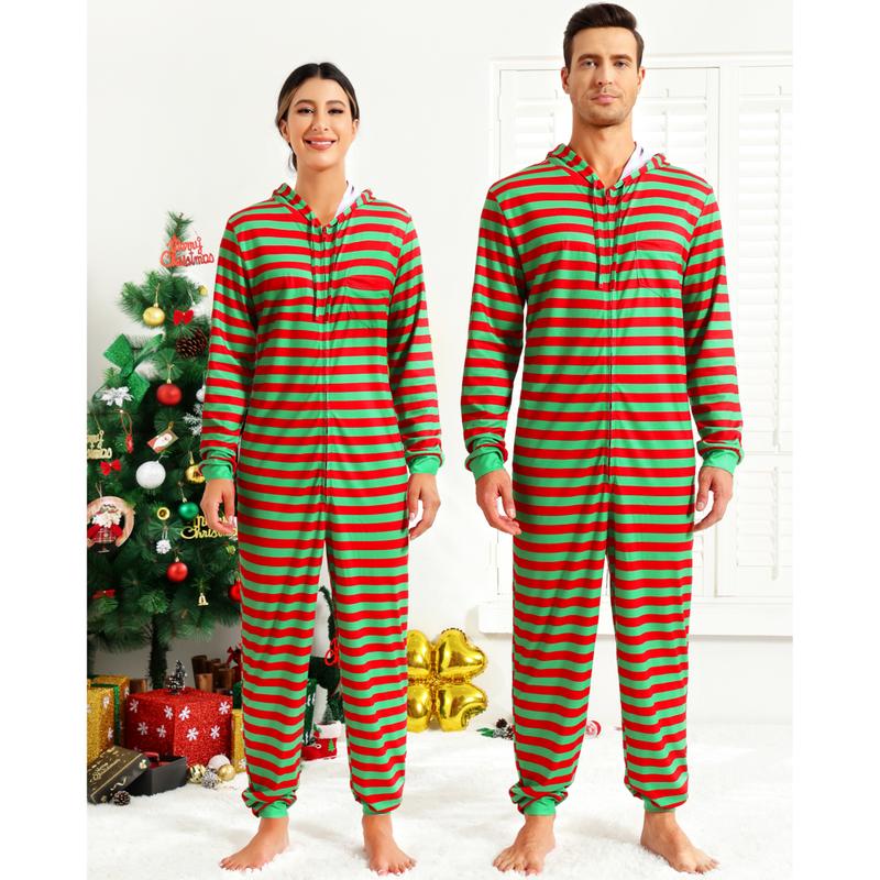 Couple Onesie Pajama Sets, Christmas Pajamas Sets,Hooded Zipper Christmas Matching Plaid Pjs Set for Men and Women Soft Warm Jumpsuit 6396 6397  Dinosaur Print matching christmas pajamas Christmas Matching