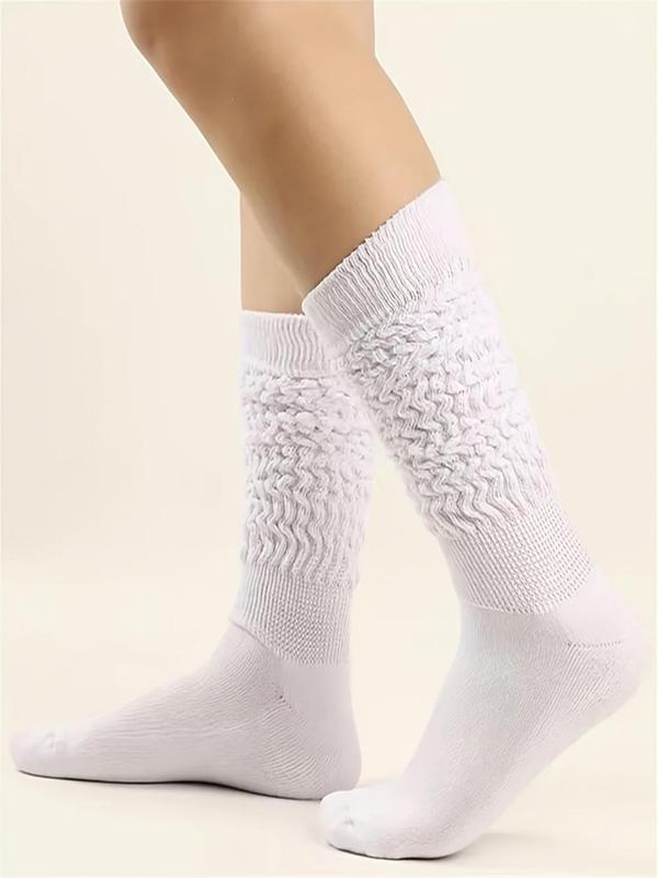 Women's Solid Over The Calf Slouch Socks, Fashion Casual Cozy Warm Socks for Daily Outdoor Wear, Women Socks for Fall Winter Long Socks