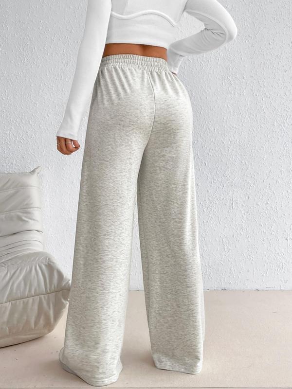 Women's Solid Color Elastic Waist Wide Leg Sweatpants, Casual Comfy Trousers for Daily Wear,  Pants for Women, Ladies Bottoms for All Seasons, Going Out Outfits 2024