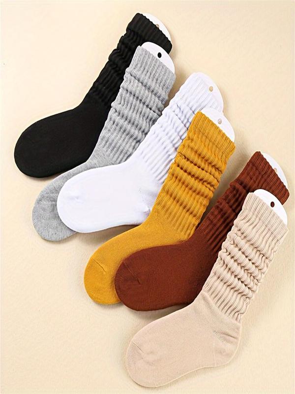 Women's Solid Over The Calf Slouch Socks, Fashion Casual Cozy Warm Socks for Daily Outdoor Wear, Women Socks for Fall Winter Long Socks