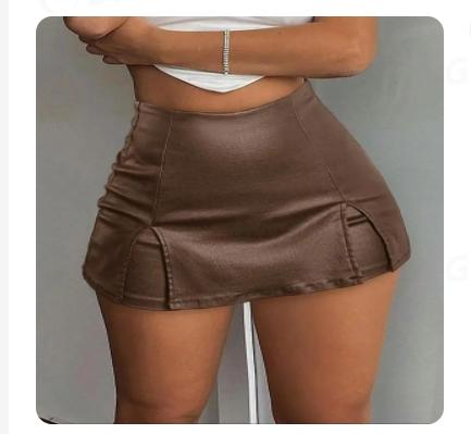 Women's Split Hem High Waist Skinny PU Shorts, Shorts for Women, Back To School Outfits, Stretchy Zip Back Faux Leather Skort for Holiday Club Daily Wear, Lady Summer Bottoms for All Seasons, Fall Clothes