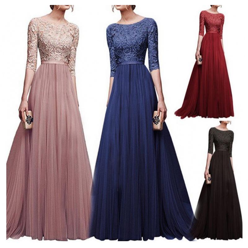 European and American Autumn and Winter Foreign Trade New Evening Dress Wish Popular Chiffon Evening Long Dress