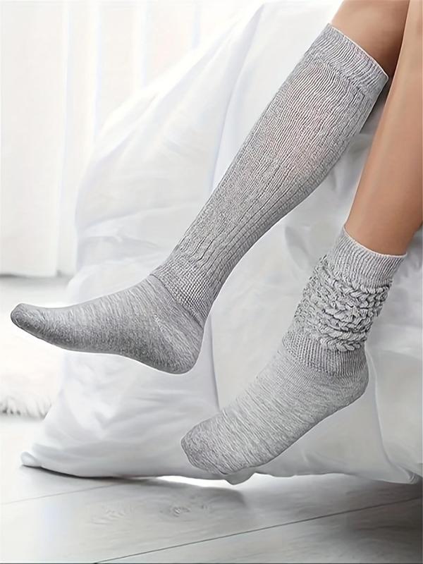 Women's Solid Over The Calf Slouch Socks, Fashion Casual Cozy Warm Socks for Daily Outdoor Wear, Women Socks for Fall Winter Long Socks