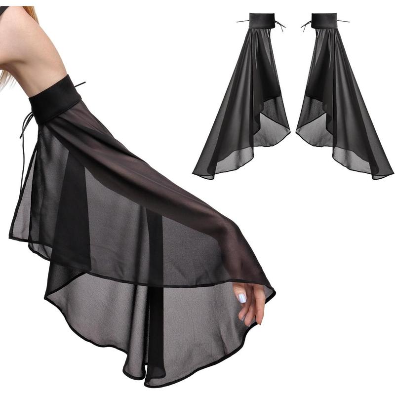 Victorian Long Tulle Sleeves for Women Chiffon Detachable Gloves for Wedding Dress Halloween Party Pageant Breathable Light Womenswear Accessories