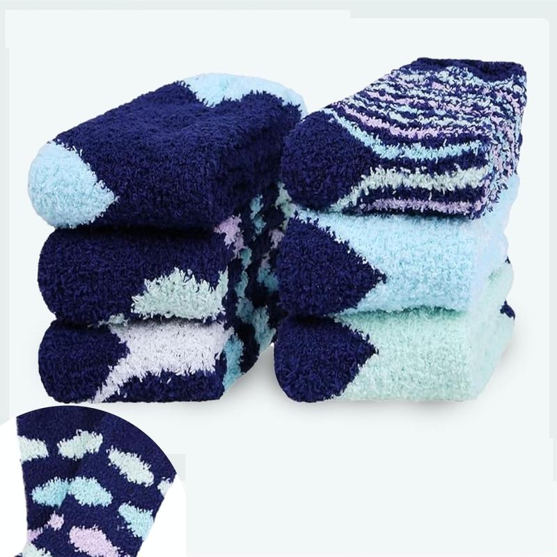 6 Pairs Womens Cozy Soft Fuzzy Fluffy Warm Winter Fleece Sleep Comfy Crew Slipper Socks